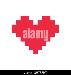 Icône rouge simple pixel coeur plat - illustration vectorielle Illustration de Vecteur