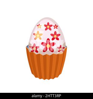 Petit gâteau de Pâques avec œuf en chocolat décoré, muffin. Sucrée, dessert Illustration de Vecteur