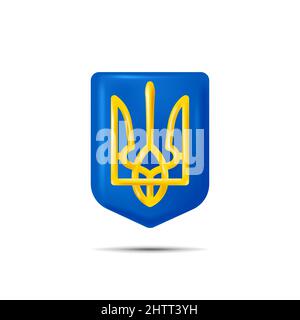 Trident. L'emblème national de l'Ukraine. Illustration vectorielle isolée en style 3D Illustration de Vecteur