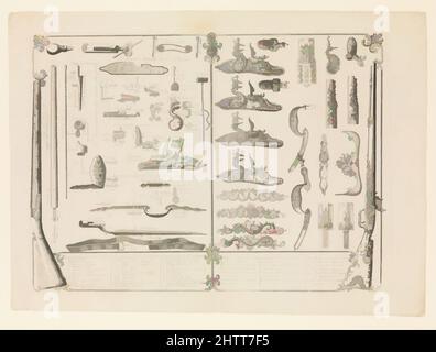 Art inspiré par l'gravure de pièces d'armes à feu, ca. 1750, Strasbourg, Français, Strasbourg, encre sur papier, 18 3/4 x 25 1/4 po (47,5 x 64 cm), œuvres sur papier-imprimés, réalisé par un graveur peu connu appelé Perrier, cet imprimé rare et informatif illustre et nomme toutes les parties de, œuvres classiques modernisées par Artotop avec une touche de modernité. Formes, couleur et valeur, impact visuel accrocheur sur l'art émotions par la liberté d'œuvres d'art d'une manière contemporaine. Un message intemporel qui cherche une nouvelle direction créative. Artistes qui se tournent vers le support numérique et créent le NFT Artotop Banque D'Images