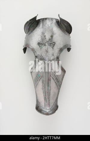 Art inspiré par Shaffron (Horse's Head Defense), ca. 1545, Augsbourg, allemand, Augsbourg, acier, Laiton, cuir, H. 21 1/2 po. (54,6 cm) ; avec 11 po (28 cm) ; D. 8 po (20,3 cm) ; poids 3 lb 2 oz (1430 g), Equestrian Equipment-Shaffrons, oeuvres classiques modernisées par Artotop avec une touche de modernité. Formes, couleur et valeur, impact visuel accrocheur sur l'art émotions par la liberté d'œuvres d'art d'une manière contemporaine. Un message intemporel qui cherche une nouvelle direction créative. Artistes qui se tournent vers le support numérique et créent le NFT Artotop Banque D'Images