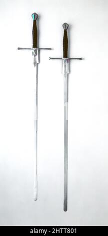 Art inspiré par Practice Sword, ca. 1575, Munich, allemand, Munich, acier, Cuir, bois, laiton, L. 50 3/4 po. (128,9 cm) ; L. de la lame 40 7/8 in. (103,8 cm) ; avec 8 7/8 po (22,5 cm) ; poids 2 lb 14 oz (1304,1 g), Swords, oeuvres classiques modernisées par Artotop avec une touche de modernité. Formes, couleur et valeur, impact visuel accrocheur sur l'art émotions par la liberté d'œuvres d'art d'une manière contemporaine. Un message intemporel qui cherche une nouvelle direction créative. Artistes qui se tournent vers le support numérique et créent le NFT Artotop Banque D'Images