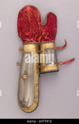 Art inspiré par une paire de protège-bras, 18th—19th Century, Indien, acier, or, Velours, textile, alliage de cuivre, L. 20 po. (50,8 cm), Armure, oeuvres classiques modernisées par Artotop avec une touche de modernité. Formes, couleur et valeur, impact visuel accrocheur sur l'art émotions par la liberté d'œuvres d'art d'une manière contemporaine. Un message intemporel qui cherche une nouvelle direction créative. Artistes qui se tournent vers le support numérique et créent le NFT Artotop Banque D'Images