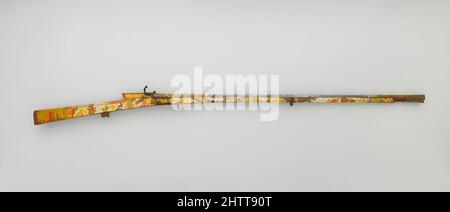 Art inspiré par Matchlock Gun, fin 18th–début 19th siècle, Rajasthan, Indien, Rajasthan ou Lahore, acier, Bois, or, argent, pigment, L. 61 5/8 po. (156,4 cm) ; L. du fût 42 7/8 po. (108,8 cm) ; Cal. .44 po (11,0 mm) ; poids 8 lb (3631 g), armes à feu-armes-Matchlock, armes à feu ont été utilisées, oeuvres classiques modernisées par Artotop avec un peu de modernité. Formes, couleur et valeur, impact visuel accrocheur sur l'art émotions par la liberté d'œuvres d'art d'une manière contemporaine. Un message intemporel qui cherche une nouvelle direction créative. Artistes qui se tournent vers le support numérique et créent le NFT Artotop Banque D'Images