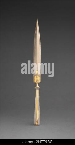 Art inspiré par Spear, 18th siècle, Nord indien, acier, or, L. 50 1/2 po (128,3 cm) ; L. de la tête 19 po. (48,3 cm) ; avec 1 1/2 po (3,8 cm) ; poids 1 lb 6,1 oz (626,5 g), armes à fée, les lances étaient un outil polyvalent pour les expéditions de chasse royale, comme leur illustration dans, les œuvres classiques modernisées par Artotop avec une touche de modernité. Formes, couleur et valeur, impact visuel accrocheur sur l'art émotions par la liberté d'œuvres d'art d'une manière contemporaine. Un message intemporel qui cherche une nouvelle direction créative. Artistes qui se tournent vers le support numérique et créent le NFT Artotop Banque D'Images