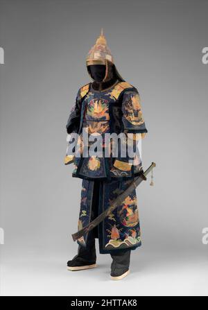 Art inspiré par Armour, 18th siècle, chinois, acier, cuivre, Or, soie, fil métallique, Helmet (a); H. y compris la défense de la nuque 21 3/4 po. (55,2 cm) ; H. sans défense de la nuque 11 1/4 po (28,6 cm) ; avec 8 po (20,3 cm) ; D. 10 po (25,4 cm) ; poids 3 lb 10,7 oz (1664,1 g); Collar (j, k, Classic œuvres modernisées par Artotop avec une touche de modernité. Formes, couleur et valeur, impact visuel accrocheur sur l'art émotions par la liberté d'œuvres d'art d'une manière contemporaine. Un message intemporel qui cherche une nouvelle direction créative. Artistes qui se tournent vers le support numérique et créent le NFT Artotop Banque D'Images