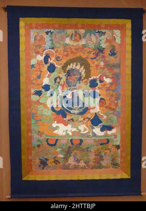 Art inspiré par six-Armed Mahakala, début du 18th siècle, Tibet, Distemper sur tissu, 83 3/ 8 x 57 3/4 po. (211,8 x 146,7 cm), peintures, l'aspect féroce de la bodhisattva Avalokiteshvara, Mahakala est montré dans une auréole flamboyante, ses six mains tenant ses horribles instruments rituels, oeuvres classiques modernisées par Artotop avec un peu de modernité. Formes, couleur et valeur, impact visuel accrocheur sur l'art émotions par la liberté d'œuvres d'art d'une manière contemporaine. Un message intemporel qui cherche une nouvelle direction créative. Artistes qui se tournent vers le support numérique et créent le NFT Artotop Banque D'Images