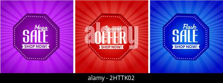 Modèle de vente design, méga vente, offre spéciale, vente flash, offre bannière vecteur illustration modifiable Illustration de Vecteur