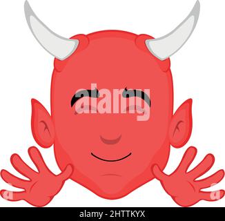 Illustration vectorielle d'un démon de dessin animé visage agitant avec ses mains Illustration de Vecteur