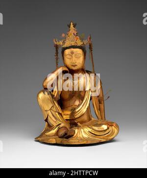 Art inspiré par 如意輪観音坐像, Nyoirin Kannon, époque Edo (1615-1868), en date de 1693, Japon, Bois doré, feuille d'or, laque et incrustation en cristal, H. 16 9/16 po. (42,1 cm) ; avec 12 1/8 po (30,8 cm) ; D. 10 1/4 po (26 cm), Sculpture, le bodhisattva Kannon (Sanskrit: Avalokiteshvara) se manifeste dans, oeuvres classiques modernisées par Artotop avec un peu de modernité. Formes, couleur et valeur, impact visuel accrocheur sur l'art émotions par la liberté d'œuvres d'art d'une manière contemporaine. Un message intemporel qui cherche une nouvelle direction créative. Artistes qui se tournent vers le support numérique et créent le NFT Artotop Banque D'Images