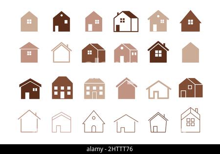 Accueil, maisons et bâtiments icônes, symboles et logos Illustration de Vecteur