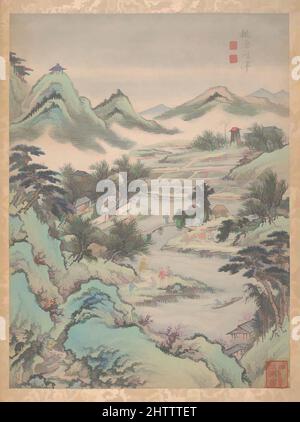 Art inspiré par 清, 陸漢 山水八開, 冊, huit paysages, dynastie Qing (1644–1911), 1699, Chine, Album de huit feuilles; encre et couleur sur papier, image (album): 14 × 10 po. (35,6 × 25,4 cm), peintures, lu Han (Chinois, mort en 1722, oeuvres classiques modernisées par Artotop avec une touche de modernité. Formes, couleur et valeur, impact visuel accrocheur sur l'art émotions par la liberté d'œuvres d'art d'une manière contemporaine. Un message intemporel qui cherche une nouvelle direction créative. Artistes qui se tournent vers le support numérique et créent le NFT Artotop Banque D'Images