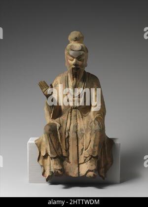 Art inspiré par Daoïste Immortal, probablement Laozi (老子), période de cinq dynasties (907–60), 10th siècle, Chine, bronze au plomb fort, H. 9 1/2 in. (24,1 cm) ; avec 4 1/2 po (11,4 cm), Sculpture, cette sculpture incarne la fusion de l'imagerie religieuse et laïque dans plus tard le bouddhiste chinois, les œuvres classiques modernisées par Artotop avec une touche de modernité. Formes, couleur et valeur, impact visuel accrocheur sur l'art émotions par la liberté d'œuvres d'art d'une manière contemporaine. Un message intemporel qui cherche une nouvelle direction créative. Artistes qui se tournent vers le support numérique et créent le NFT Artotop Banque D'Images