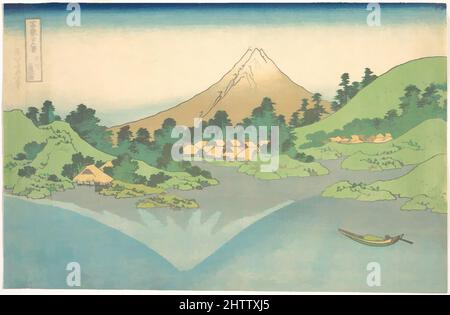 Art inspiré par la réflexion dans le lac de Misaka dans la province de Kai (Kōshū Misaka suimen), de la série trente-six vues du Mont Fuji (Fugaku sanjūrokkei, 冨嶽三十六景 甲州三坂水面, période Edo (1615-1868), ca. 1830–32, Japon, impression polychrome sur bois ; encre et couleur sur papier, 9 5/8 x 14 3/4 po. (24., oeuvres classiques modernisées par Artotop avec une touche de modernité. Formes, couleur et valeur, impact visuel accrocheur sur l'art émotions par la liberté d'œuvres d'art d'une manière contemporaine. Un message intemporel qui cherche une nouvelle direction créative. Artistes qui se tournent vers le support numérique et créent le NFT Artotop Banque D'Images