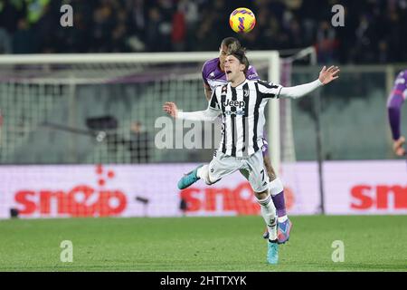 Florence, Italie. 02nd mars 2022. Dusan Vlahovic de Juventus FC lors du match de football demi-finale de la coupe d'Italie entre ACF Fiorentina et Juventus FC au stade Artemio Franchi de Florence (Italie), 2nd mars 2022. Photo Cesare Purini/Insidefoto crédit: Insidefoto srl/Alay Live News Banque D'Images