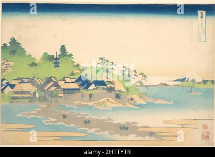 Art inspiré par Enoshima dans la province de Sagami (Sōshū Enoshima), de la série trente-six vues du Mont Fuji (Fugaku sanjūrokkei), 冨嶽三十六景 相州江の島, période Edo (1615–1868), ca. 1830–32, Japon, impression polychrome sur bois ; encre et couleur sur papier, 9 7/8 x 14 3/4 po. (25,1 x 37,5 cm), tirages, oeuvres classiques modernisées par Artotop avec une touche de modernité. Formes, couleur et valeur, impact visuel accrocheur sur l'art émotions par la liberté d'œuvres d'art d'une manière contemporaine. Un message intemporel qui cherche une nouvelle direction créative. Artistes qui se tournent vers le support numérique et créent le NFT Artotop Banque D'Images