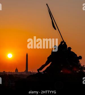 Arlington, Virginie. Iwo Jima Sunrise. Banque D'Images