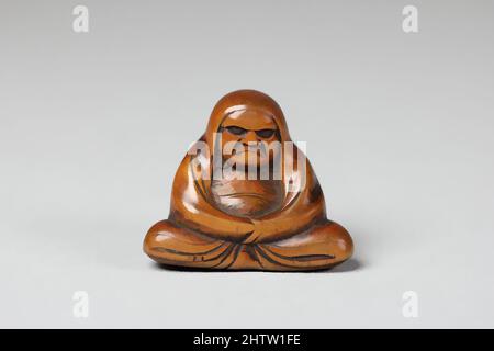 Art inspiré par Netsuke de la figure assise; Daruma, 19th siècle, Japon, Bois, H. 1 5/16 po (3,4 cm) ; avec 1 5/8 po (4,1 cm), Netsuke, oeuvres classiques modernisées par Artotop avec une touche de modernité. Formes, couleur et valeur, impact visuel accrocheur sur l'art émotions par la liberté d'œuvres d'art d'une manière contemporaine. Un message intemporel qui cherche une nouvelle direction créative. Artistes qui se tournent vers le support numérique et créent le NFT Artotop Banque D'Images