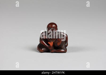 Art inspiré par Netsuke d'un homme tenant une sirène, 18th siècle, Japon, Bois, Netsuke, Œuvres classiques modernisées par Artotop avec une touche de modernité. Formes, couleur et valeur, impact visuel accrocheur sur l'art émotions par la liberté d'œuvres d'art d'une manière contemporaine. Un message intemporel qui cherche une nouvelle direction créative. Artistes qui se tournent vers le support numérique et créent le NFT Artotop Banque D'Images