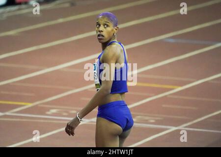 Madrid, Espagne. 02nd mars 2022. Le champion du monde olympique et triple saut vénézuélien, Yulimar Rojas, pendant le World Athletics Indoor Tour Gold, était à deux centimètres de son record du monde avec une marque de 15,41 mètres dans le World Athletics Indoor Tour Gold, au Club Sports Municipal Gallur. Crédit : SOPA Images Limited/Alamy Live News Banque D'Images