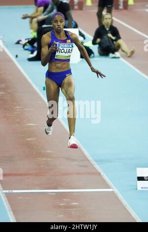 Madrid, Espagne. 02nd mars 2022. Le champion du monde olympique et triple saut vénézuélien, Yulimar Rojas, pendant le World Athletics Indoor Tour Gold, était à deux centimètres de son record du monde avec une marque de 15,41 mètres dans le World Athletics Indoor Tour Gold, au Club Sports Municipal Gallur. Crédit : SOPA Images Limited/Alamy Live News Banque D'Images