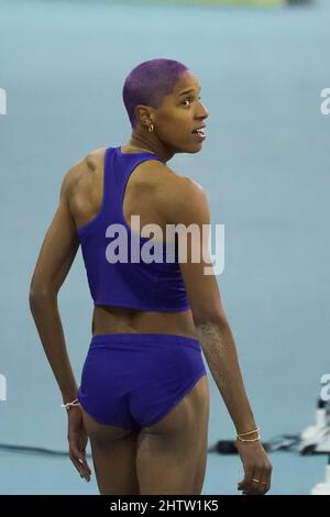 Madrid, Espagne. 02nd mars 2022. Le champion du monde olympique et triple saut vénézuélien, Yulimar Rojas, pendant le World Athletics Indoor Tour Gold, était à deux centimètres de son record du monde avec une marque de 15,41 mètres dans le World Athletics Indoor Tour Gold, au Club Sports Municipal Gallur. Crédit : SOPA Images Limited/Alamy Live News Banque D'Images