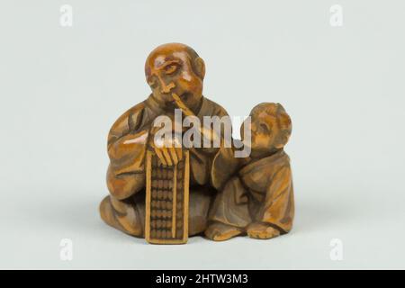 Art inspiré par Netsuke, 18th siècle, Japon, Bois, H. 1 1/3 po. (3,4 cm), Netsuke, oeuvres classiques modernisées par Artotop avec une touche de modernité. Formes, couleur et valeur, impact visuel accrocheur sur l'art émotions par la liberté d'œuvres d'art d'une manière contemporaine. Un message intemporel qui cherche une nouvelle direction créative. Artistes qui se tournent vers le support numérique et créent le NFT Artotop Banque D'Images