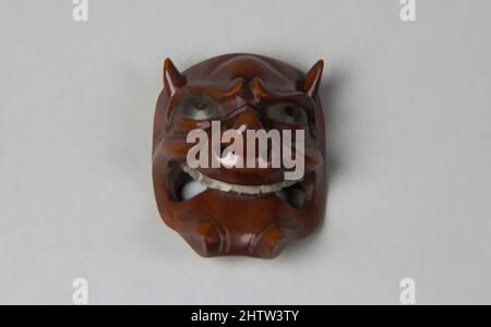 Art inspiré par Netsuke de Noh Mask, 19th siècle, Japon, Bois avec yeux et dents métalliques, H. 2 in. (5,1 cm) ; avec 1 3/8 po (3,5 cm) ; D. 1 1/8 po (2,9 cm), Netsuke, oeuvres classiques modernisées par Artotop avec une touche de modernité. Formes, couleur et valeur, impact visuel accrocheur sur l'art émotions par la liberté d'œuvres d'art d'une manière contemporaine. Un message intemporel qui cherche une nouvelle direction créative. Artistes qui se tournent vers le support numérique et créent le NFT Artotop Banque D'Images