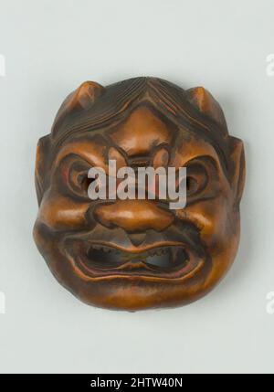 Art inspiré par Netsuke de Noh Mask; Daemon (?), 19th siècle, Japon, Bois, H. 2 1/8 po (5,4 cm) ; avec 1 7/8 po (4,8 cm) ; D. 1 po (2,5 cm), Netsuke, oeuvres classiques modernisées par Artotop avec une touche de modernité. Formes, couleur et valeur, impact visuel accrocheur sur l'art émotions par la liberté d'œuvres d'art d'une manière contemporaine. Un message intemporel qui cherche une nouvelle direction créative. Artistes qui se tournent vers le support numérique et créent le NFT Artotop Banque D'Images