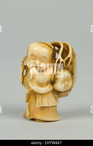 Art inspiré par Netsuke, 18th siècle, Japon, Ivoire, H. 1 3/4 po. (4,4 cm), Netsuke, oeuvres classiques modernisées par Artotop avec une touche de modernité. Formes, couleur et valeur, impact visuel accrocheur sur l'art émotions par la liberté d'œuvres d'art d'une manière contemporaine. Un message intemporel qui cherche une nouvelle direction créative. Artistes qui se tournent vers le support numérique et créent le NFT Artotop Banque D'Images