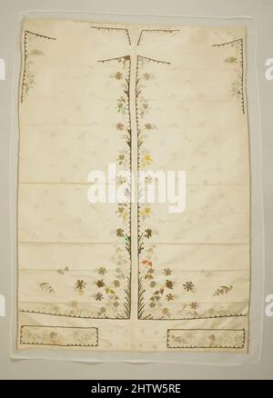 Art inspiré par le panneau de gilet de costume, 18th Century, français, soie, paillettes métalliques, Longueur : 29 1/2 x 20 1/2 po. (74,9 x 52,1 cm), textiles brodés, œuvres classiques modernisées par Artotop avec une touche de modernité. Formes, couleur et valeur, impact visuel accrocheur sur l'art émotions par la liberté d'œuvres d'art d'une manière contemporaine. Un message intemporel qui cherche une nouvelle direction créative. Artistes qui se tournent vers le support numérique et créent le NFT Artotop Banque D'Images