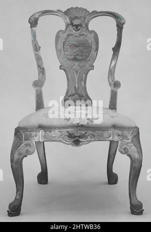 Art inspiré par une chaise d'appoint, env. 1725–35, gesso doré britannique sur noyer, 42 1/2 × 24 × 26 1/2 po. (108 × 61 × 67,3 cm), mobilier en bois, oeuvres classiques modernisées par Artotop avec une touche de modernité. Formes, couleur et valeur, impact visuel accrocheur sur l'art émotions par la liberté d'œuvres d'art d'une manière contemporaine. Un message intemporel qui cherche une nouvelle direction créative. Artistes qui se tournent vers le support numérique et créent le NFT Artotop Banque D'Images