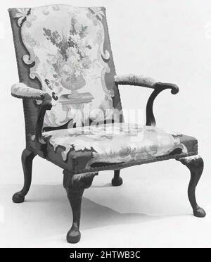 Art inspiré par Armchair, env. 1740, British, acajou et tapisserie, H. 39 x W. 29-1/2 x D. 30 po. (99,1 x 74,9 x 76,2 cm), mobilier en bois, panneaux tapisseries avec bouquets, paniers et vases de fleurs ont probablement été conçus par le peintre Tobias Stranover (1684–1756), qui, œuvres classiques modernisées par Artotop avec une touche de modernité. Formes, couleur et valeur, impact visuel accrocheur sur l'art émotions par la liberté d'œuvres d'art d'une manière contemporaine. Un message intemporel qui cherche une nouvelle direction créative. Artistes qui se tournent vers le support numérique et créent le NFT Artotop Banque D'Images