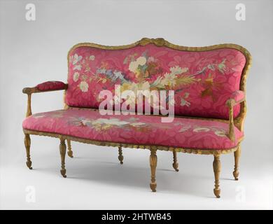 Art inspiré par Settee (une paire), 1769–71, britannique et française, bois de fruit doré; laine et soie (22-24 gauchines par pouce, 9-10 par centimètre), 44 × 75 × 32 1/2 po. (111,8 × 190,5 × 82,6 cm), mobilier en bois, John Mayhew (britannique, 1736–1811), et William Ince (britannique, active ca, œuvres classiques modernisées par Artotop avec une touche de modernité. Formes, couleur et valeur, impact visuel accrocheur sur l'art émotions par la liberté d'œuvres d'art d'une manière contemporaine. Un message intemporel qui cherche une nouvelle direction créative. Artistes qui se tournent vers le support numérique et créent le NFT Artotop Banque D'Images