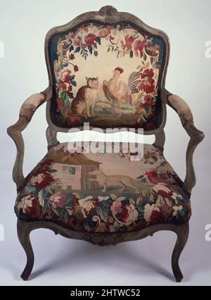 Art inspiré par Armchair (partie d'un ensemble de neuf), mi-18th siècle, français, noyer sculpté et peint; tapisserie Aubusson, total: 37 7/8 × 29 1/4 × 22 po. (96,2 × 74,3 × 55,9 cm), mobilier en bois, oeuvres classiques modernisées par Artotop avec une touche de modernité. Formes, couleur et valeur, impact visuel accrocheur sur l'art émotions par la liberté d'œuvres d'art d'une manière contemporaine. Un message intemporel qui cherche une nouvelle direction créative. Artistes qui se tournent vers le support numérique et créent le NFT Artotop Banque D'Images