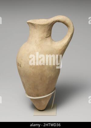 Art inspiré par le juglet en terre cuite à rasé blanc, chypriote tardif, 1600–1050 av. J.-C., chypriote, terre cuite, H. 6 1/2 po (16,5 cm), vases, Jug avec corps pointu, poignée et lèvre pincée, oeuvres classiques modernisées par Artotop avec une touche de modernité. Formes, couleur et valeur, impact visuel accrocheur sur l'art émotions par la liberté d'œuvres d'art d'une manière contemporaine. Un message intemporel qui cherche une nouvelle direction créative. Artistes qui se tournent vers le support numérique et créent le NFT Artotop Banque D'Images