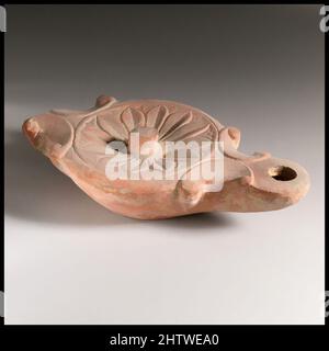 Art inspiré par la lampe, 1st siècle avant J.-C.–1st siècle avant J.-C., romain, terre cuite, longueur 15,9 cm. H. 4,3 cm., terracottas, oeuvres classiques modernisées par Artotop avec une touche de modernité. Formes, couleur et valeur, impact visuel accrocheur sur l'art émotions par la liberté d'œuvres d'art d'une manière contemporaine. Un message intemporel qui cherche une nouvelle direction créative. Artistes qui se tournent vers le support numérique et créent le NFT Artotop Banque D'Images