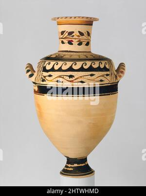 Art inspiré par la terre cuite Hadra hydria (bocal d'eau), Hellenistic, 213 av. J.-C., grec, Égypte, Alexandria-Hadra, terre cuite, total : 18 1/2 x 11 1/2 po. (47 x 29,2 cm), vases, peints en grec: 'Année 9, Mecheir; Damo..., fils de Nearchos, membre de l'Ambassade Sacrée, de Boeotia; par, oeuvres classiques modernisées par Artotop avec une touche de modernité. Formes, couleur et valeur, impact visuel accrocheur sur l'art émotions par la liberté d'œuvres d'art d'une manière contemporaine. Un message intemporel qui cherche une nouvelle direction créative. Artistes qui se tournent vers le support numérique et créent le NFT Artotop Banque D'Images