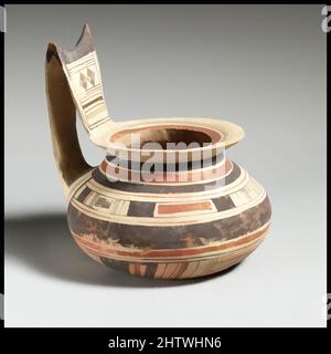 Art inspiré par Jug, archaïque, 1st demi-siècle de 6th av. J.-C., Italien-natif, Sud-italien (Daunien), terre cuite, H. avec manche 6 3/16 po. (15,7 cm), vases, oeuvres classiques modernisées par Artotop avec une touche de modernité. Formes, couleur et valeur, impact visuel accrocheur sur l'art émotions par la liberté d'œuvres d'art d'une manière contemporaine. Un message intemporel qui cherche une nouvelle direction créative. Artistes qui se tournent vers le support numérique et créent le NFT Artotop Banque D'Images