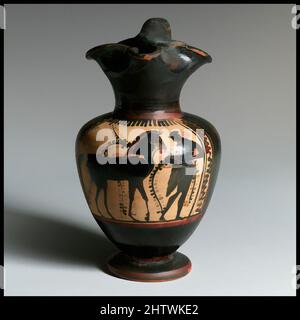 Art inspiré par Oinochoe, archaïque, 1st quart de 5th siècle avant J.-C., grec, Attique, terre cuite; figure noire, 5 7/16in. (13,8cm), vases, oeuvres classiques modernisées par Artotop avec une touche de modernité. Formes, couleur et valeur, impact visuel accrocheur sur l'art émotions par la liberté d'œuvres d'art d'une manière contemporaine. Un message intemporel qui cherche une nouvelle direction créative. Artistes qui se tournent vers le support numérique et créent le NFT Artotop Banque D'Images