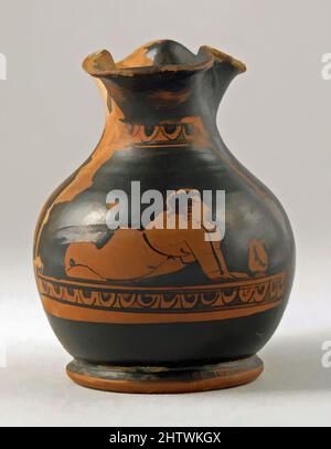 Art inspiré par Oinochoe, chous, Classical, ca. 420 av. J.-C., grec, Attique, terre cuite ; figure rouge, 2 5/8 × 2 po (6,7 × 5,2 cm), vases, oeuvres classiques modernisées par Artotop avec une touche de modernité. Formes, couleur et valeur, impact visuel accrocheur sur l'art émotions par la liberté d'œuvres d'art d'une manière contemporaine. Un message intemporel qui cherche une nouvelle direction créative. Artistes qui se tournent vers le support numérique et créent le NFT Artotop Banque D'Images