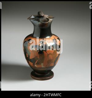 Art inspiré par Oinochoe, archaïque, dernier quart de 6th siècle avant J.-C., grec, Attique, terre cuite; figure noire, 8 5/8in. (21,9cm), vases, oeuvres classiques modernisées par Artotop avec une touche de modernité. Formes, couleur et valeur, impact visuel accrocheur sur l'art émotions par la liberté d'œuvres d'art d'une manière contemporaine. Un message intemporel qui cherche une nouvelle direction créative. Artistes qui se tournent vers le support numérique et créent le NFT Artotop Banque D'Images