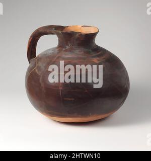 Art inspiré par la terre cuite oinochoe (carafe), archaïque, 6th Century B.C., Lydian, terre cuite, H. 10 1/4 po (26,1 cm), vases, carafe à une poignée avec glaçure sombre, avec bandes horizontales en rouge, œuvres classiques modernisées par Artotop avec une touche de modernité. Formes, couleur et valeur, impact visuel accrocheur sur l'art émotions par la liberté d'œuvres d'art d'une manière contemporaine. Un message intemporel qui cherche une nouvelle direction créative. Artistes qui se tournent vers le support numérique et créent le NFT Artotop Banque D'Images