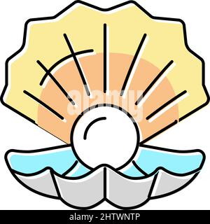 illustration vectorielle de l'icône de couleur de l'huître perlée Illustration de Vecteur