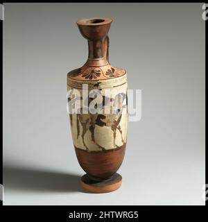 Art inspiré par Lekythos, Classique, env. 480 av. J.-C., grec, Attique, terre cuite ; figure noire, Blanc-sol, total: 11 7/8in. (30,2cm), vases, oeuvres classiques modernisées par Artotop avec une touche de modernité. Formes, couleur et valeur, impact visuel accrocheur sur l'art émotions par la liberté d'œuvres d'art d'une manière contemporaine. Un message intemporel qui cherche une nouvelle direction créative. Artistes qui se tournent vers le support numérique et créent le NFT Artotop Banque D'Images