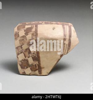 Art inspiré par Vase fragment, Néolithique, deuxième période, ca. 4000–3000 C.-B., Néolithique, thessalie, terre cuite, longueur 3in. (7,6cm), vases, oeuvres classiques modernisées par Artotop avec une touche de modernité. Formes, couleur et valeur, impact visuel accrocheur sur l'art émotions par la liberté d'œuvres d'art d'une manière contemporaine. Un message intemporel qui cherche une nouvelle direction créative. Artistes qui se tournent vers le support numérique et créent le NFT Artotop Banque D'Images