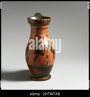 Art inspiré par Oinochoe, archaïque, 6th–5th siècle avant J.-C., grec, Attique, Terre cuite ; figure noire, H. 7 3/16 po. (18,2 cm), vases, oeuvres classiques modernisées par Artotop avec une touche de modernité. Formes, couleur et valeur, impact visuel accrocheur sur l'art émotions par la liberté d'œuvres d'art d'une manière contemporaine. Un message intemporel qui cherche une nouvelle direction créative. Artistes qui se tournent vers le support numérique et créent le NFT Artotop Banque D'Images