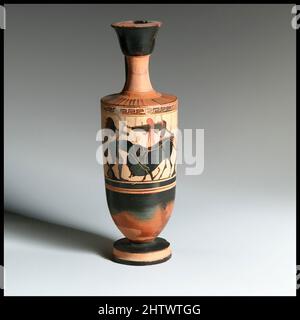 Art inspiré par Lekythos, Classique, env. 480 av. J.-C., grec, Attique, terre cuite ; figure noire, Blanc-sol, total: 8 1/4in. (21cm), vases, Herakles et Erymanthea boar, oeuvres classiques modernisées par Artotop avec une touche de modernité. Formes, couleur et valeur, impact visuel accrocheur sur l'art émotions par la liberté d'œuvres d'art d'une manière contemporaine. Un message intemporel qui cherche une nouvelle direction créative. Artistes qui se tournent vers le support numérique et créent le NFT Artotop Banque D'Images