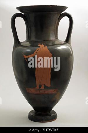 Art inspiré par les amphores Nolan en terre cuite (bocal), classique, ca. 460–450 C.-B., grec, Attique, terre cuite ; figure rouge, H. 30,30 cm., vases, Obverse, hoplite (pied soldat), inverse, Jeunesse tenant une gaine d'épée, les œuvres classiques modernisées par Artotop avec une touche de modernité. Formes, couleur et valeur, impact visuel accrocheur sur l'art émotions par la liberté d'œuvres d'art d'une manière contemporaine. Un message intemporel qui cherche une nouvelle direction créative. Artistes qui se tournent vers le support numérique et créent le NFT Artotop Banque D'Images