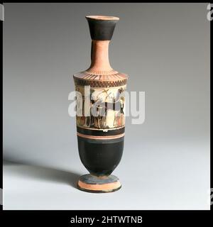 Art inspiré par Lekythos, Classique, env. 480 av. J.-C., grec, Attique, terre cuite ; figure noire, Blanc-sol, total: 7 1/4in. (18,5cm), vases, scène Chariot, oeuvres classiques modernisées par Artotop avec une touche de modernité. Formes, couleur et valeur, impact visuel accrocheur sur l'art émotions par la liberté d'œuvres d'art d'une manière contemporaine. Un message intemporel qui cherche une nouvelle direction créative. Artistes qui se tournent vers le support numérique et créent le NFT Artotop Banque D'Images